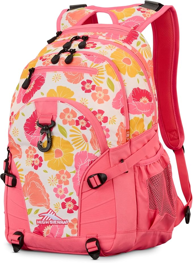 High Sierra Loop Backpack, Travel, or Work Bookbag with tablet sleeve, One Size, SURF FLORAL/PINK