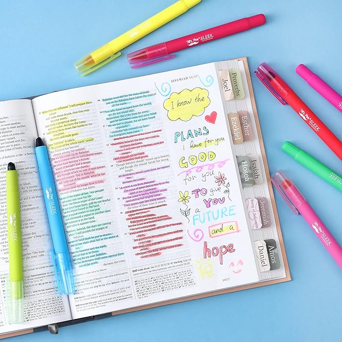 Mr. Pen- No Bleed Gel Highlighters, Vintage Colors, 8 Pack, Bible Highlighters and Pens No Bleed, Bible Markers for Study, Journaling, School Supplies and Accessories