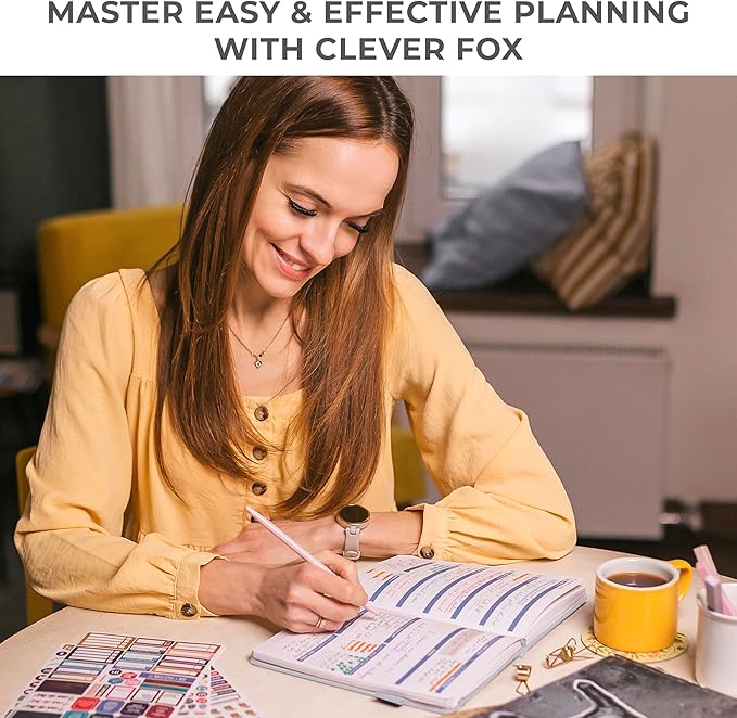 Clever Fox Planner 2nd Edition Dated Jan 2026-Jan 2027 – Colorful Weekly & Monthly Goal Setting Planner, Habit Trackers, Time Management and Productivity Organizer, Gratitude Journal, A5 (White)