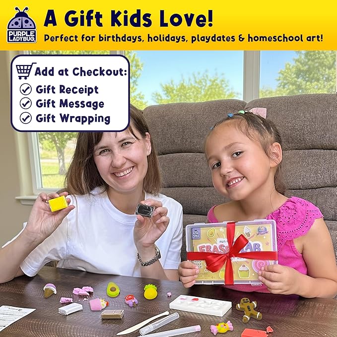 Eraser Lab DIY Clay Kit - Gift Food-Themed Fun Eraser for Kids Craft Set, 8 Clay Colors, Mold Tray & Shaping Tool, Presents for Kids, Creative Activity for Boys & Girls Aged 4+, Birthday Gifts