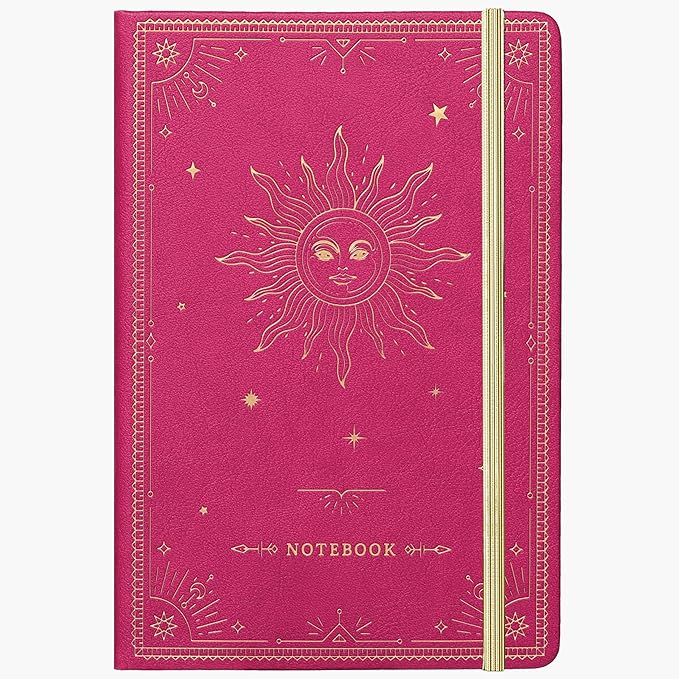 Artfan Ruled Notebook/Journal – Premium Thick Paper Faux Leather Classic Writing Notebook with Pocket + Page Dividers Gifts, Banded, Large, 144 Pages, Hard Cover, Lined (5.8 x 8.4) - Red