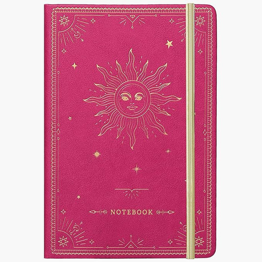 Artfan Ruled Notebook/Journal – Premium Thick Paper Faux Leather Classic Writing Notebook with Pocket + Page Dividers Gifts, Banded, Large, 144 Pages, Hard Cover, Lined (5.8 x 8.4) - Red