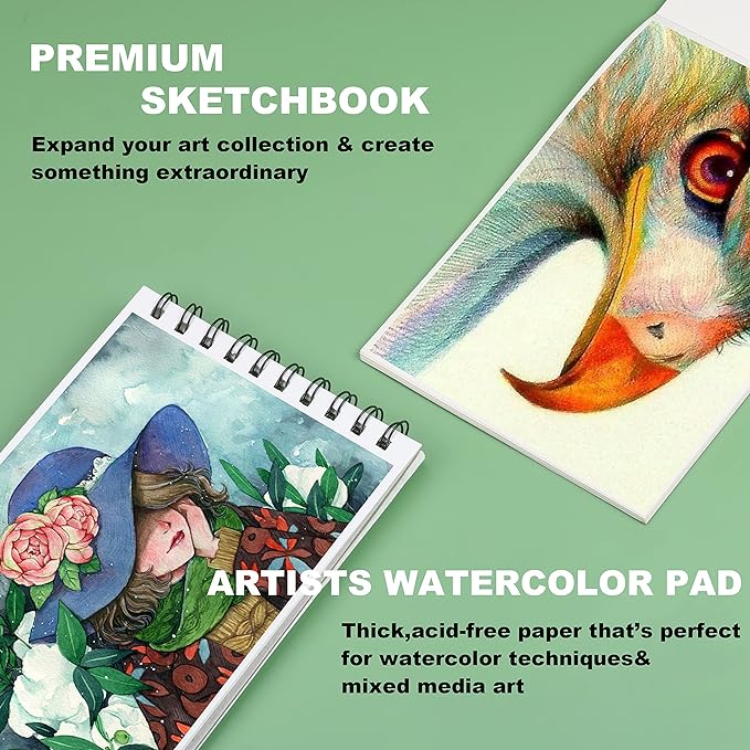 KALOUR 76 Drawing Sketching Kit Set - Pro Art Supplies with Sketchbook & Watercolor Paper - Include Tutorial,Pastel,Watercolor,Sketch,Colored,Metallic,Charcoal Pencils - for Artists Beginners Adults