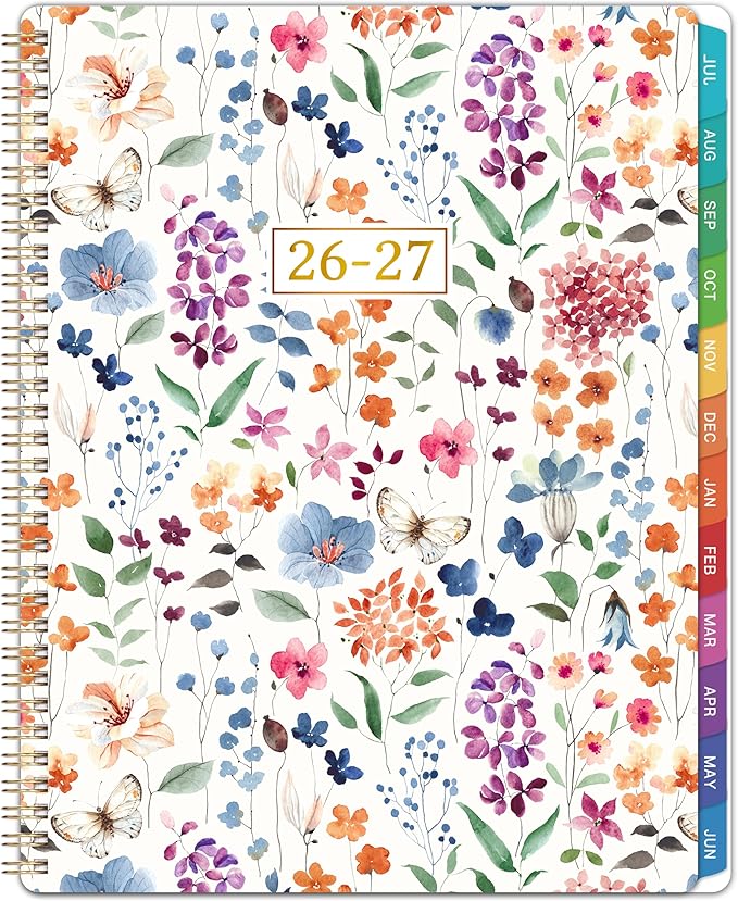 Planner 2026-2027 - Weekly & Monthly Planner, Jul 2026-Jun 2027, Academic Planner 26-27, 6.4"×8.5", Tabs, Thick Paper, Twin-Wire Binding, Back Pocket, Inspirational Quotes for Office Home School