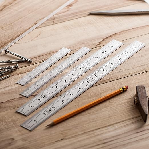 Mr. Pen- Machinist Ruler, 4 Pack, (6, 8, 12, 14 Inch), Stainless Steel Metric & Imperial, Precision Measuring Tool, 1/64", 1/32", 0.5 mm Graduation for Engineering, Carpentry, Drafting, Office, School