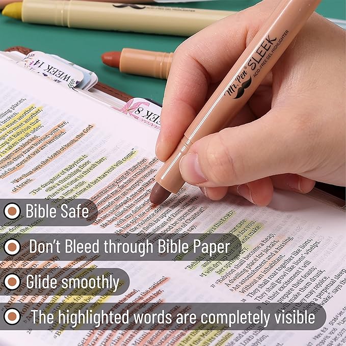 Mr. Pen- No Bleed Gel Highlighters, Assorted Colors, 8 Pack, Bible Highlighters and Pens No Bleed, Bible Markers for Study, Journaling, School Supplies and Accessories