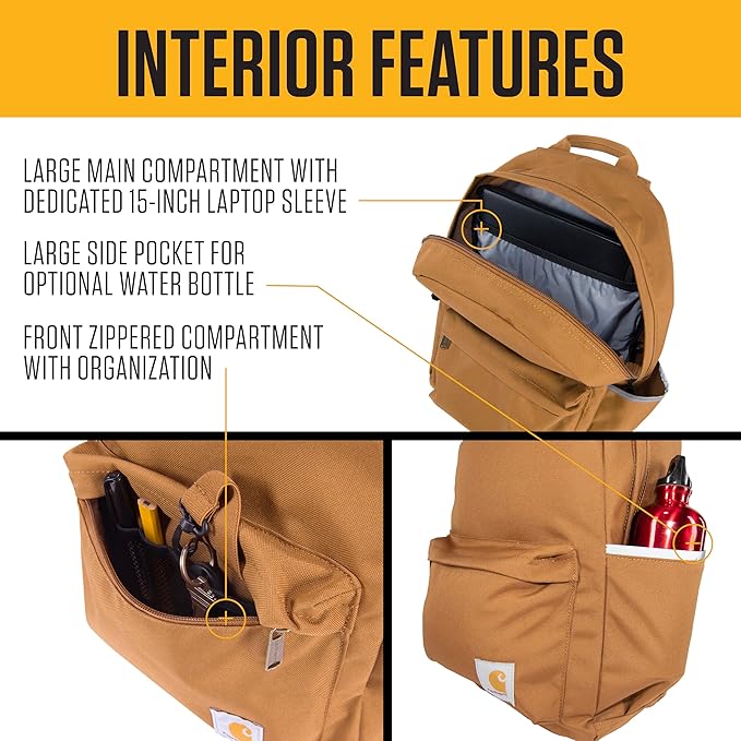 Carhartt Classic 21L Backpack Green Slate | Classic Laptop, Water-Resistant Pack with 15 Laptop Sleeve and Organizational Compartments