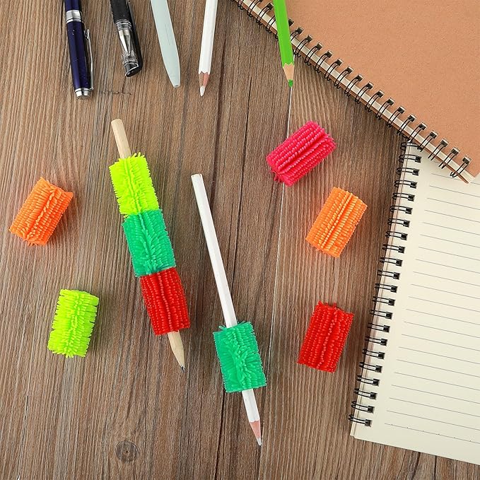 Ymapinc Reusable Squishy Grips for Pencils Kids Handwriting, 10pcs Universal Ergonomic Writing Aid, Soft Pencil Cushion Grip,Colorful Grips for Pencils for Kids Students Preschoolers