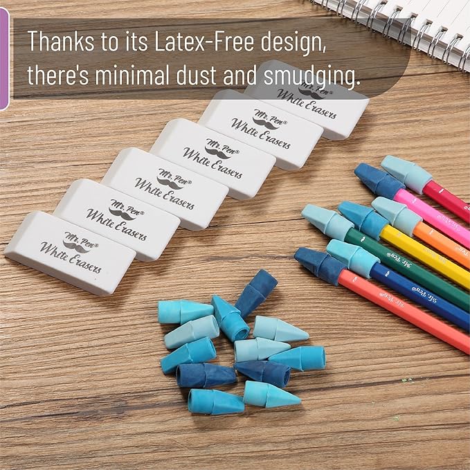 Mr. Pen- School Eraser Combination Set, 66 Pack, Colorful, Latex Free Erasers for School, Office, Art Sketching, Homework, Exams, Clean Smudge-Free Correction