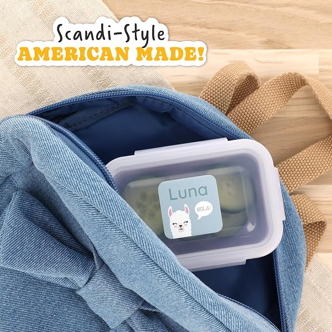 Camp Name Labels for Kids (33) – Custom Waterproof Stickers for Water Bottles, Lunch Boxes, Daycare & School with Unique Designs - Llama