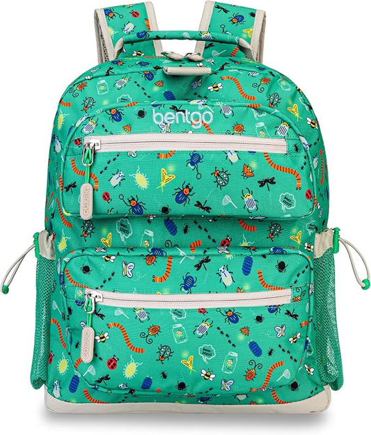 Bentgo Kids Backpack - Lightweight 14” Backpack in Fun Prints for School, Travel, & Daycare, Ideal for Ages 4+, Roomy Interior, Durable & Water-Resistant Fabric, & Loop for Lunch Bag (Bug Buddies)