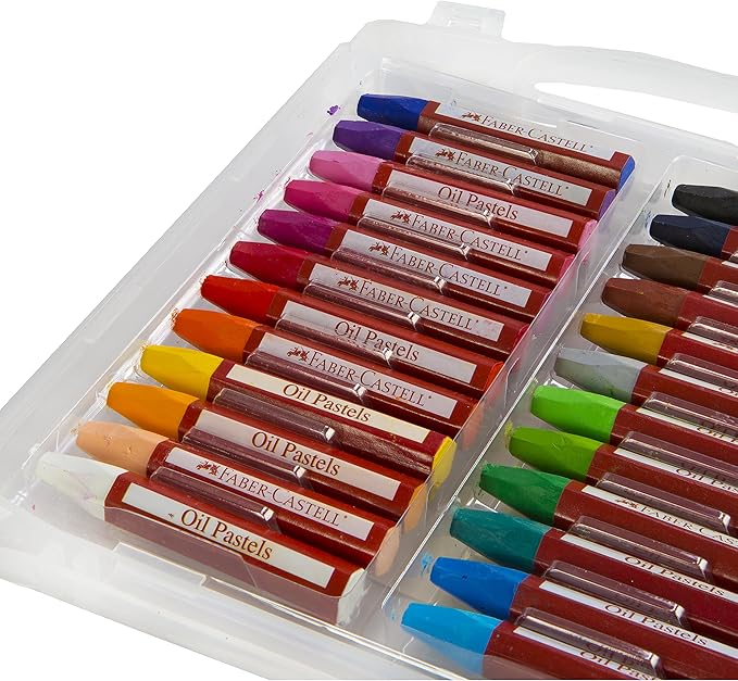 Faber-Castell Blendable Oil Pastels In Durable Storage Case- 24 Vibrant Colors - Non-Toxic Pastels for Kids, Easter Basket Stuffers for Kids