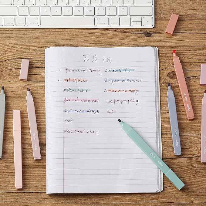 Mr. Pen- Aesthetic Highlighters No Bleed, 8 Pack, Earthy Colors, Chisel Tip, Cute Highlighters Assorted Colors for Journaling, Highlighting, Underlining, Fast Dry, Back to School Supplies
