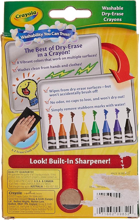 Binney & Smith Dry-Erase Crayons Classic Box of 8