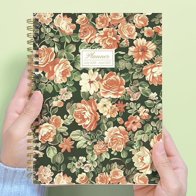 TF Publishing July 2026 - June 2027 The Rose Garden Medium Weekly Monthly Planner - 12 Month Academic Planner 2026-2027 with Durable Cover, Thick Uncoated Paper, and Planning Stickers - 6.5 x 8 in