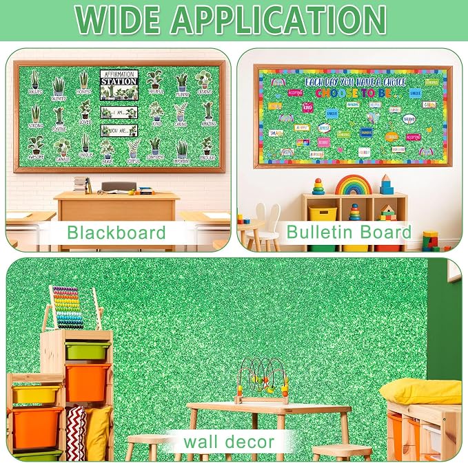 Glitter Green Bulletin Board Roll Non-Woven Fabric Poster 15.7" x 20 Ft