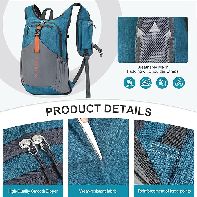 FIORETTO 10L/15L/20L Hiking Backpack for Women Men Mini Packable Backpack Lightweight Small Daypack for Travel Camping