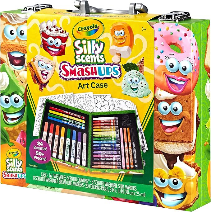 Crayola Silly Scents Mini Inspiration Art Case, Scented Crayons & Markers Set, Art Kit for Kids, Coloring Supplies, Travel Gifts for Kids, Ages 4+
