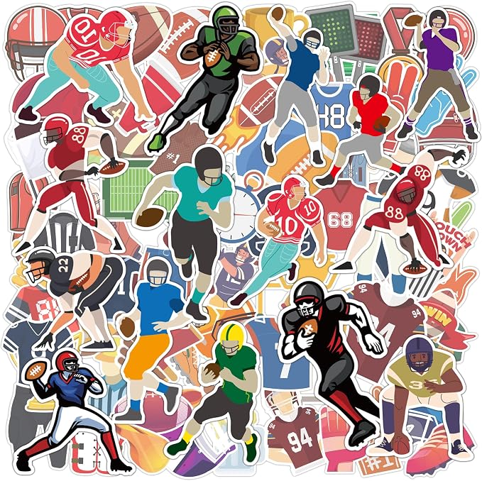 Football Stickers for Kids - 100 PCS Football Party Decorations for Super Game Bowl 2027 | Game Day Party Favors Supplies Decor - Toys Games Gifts Crafts for Toddlers