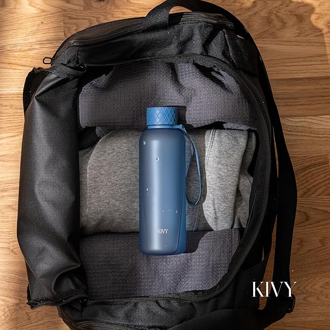 KIVY Slim Water Bottle 22oz [Lightweight & Shatterproof] - Reusable Tritan Water Bottle - Leak Proof Bottle for Women & Men - Water bottle no straw - Dishwasher Safe - BPA Free - Blue