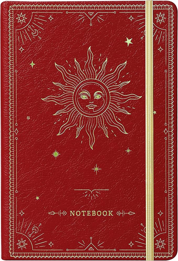 Artfan Ruled Notebook/Journal – Premium Thick Paper Faux Leather Classic Writing Notebook with Pocket + Page Dividers Gifts, Banded, Large, 144 Pages, Hard Cover, Lined (5.8 x 8.4) - Red