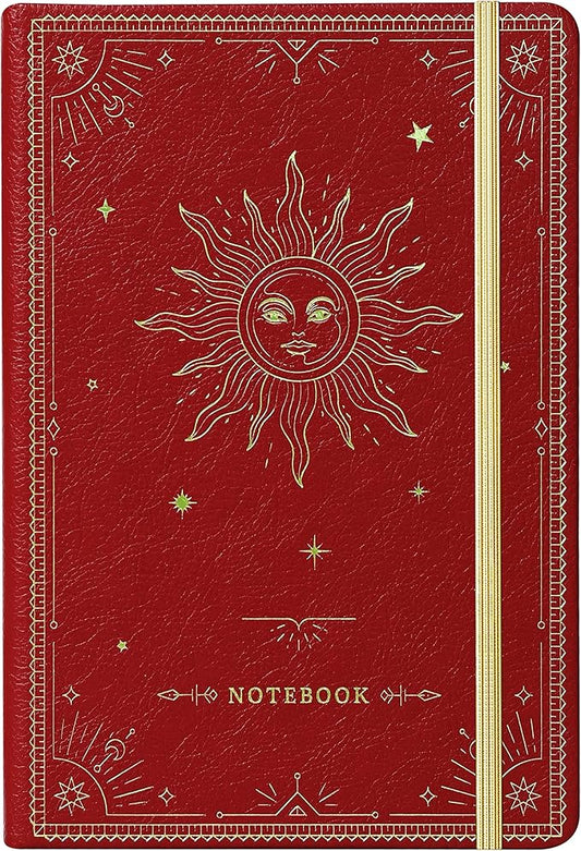 Artfan Ruled Notebook/Journal – Premium Thick Paper Faux Leather Classic Writing Notebook with Pocket + Page Dividers Gifts, Banded, Large, 144 Pages, Hard Cover, Lined (5.8 x 8.4) - Red