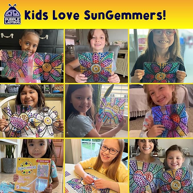 SUNGEMMERS DIY Gem-Sticker Window Diamond Art Suncatcher Kits - Summer Toys for Children, Birthday Gifts for 6 7 8 9 10 11 12 Year Old Girls & Boys, Fun Arts & Crafts for Kids Ages 8-12 6-8