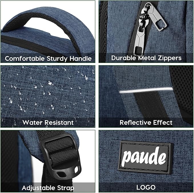 Paude Backpack School, Laptop, Bookbag for Teen Boys 15.6 Inch College, Business, Work, Travel (Blue, 15.6 inch)