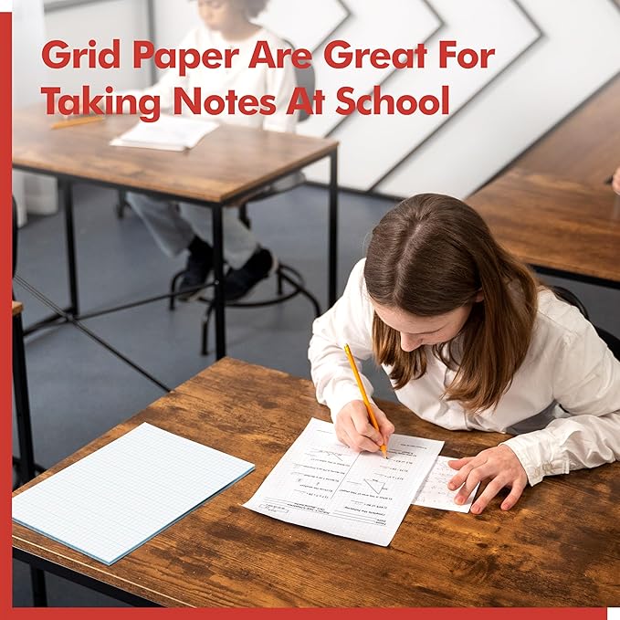 100 Sheets Graph Paper, Double-sided Grid Paper 4x4 Graph Ruled Paper (4 Squares per inch), Easy to Tear Blueprint Grid Pad For Students, Officers, Engineering Drawing, Drafting