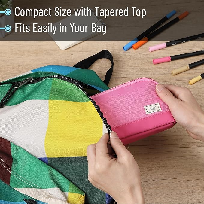 Mr. Pen- Fabric Pencil Case Pouch, Pink, Triangular Shape Pencil Pouch