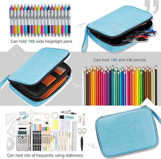 Zannaki Big Capacity Storage Pouch Marker Pen Pencil Case Simple Stationery Bag Box Art Tool & Sketch Storage Boxes for Bullet Journal Middle High School Office College Student Girl Women Adult Teen