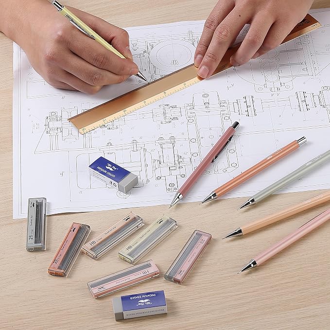 Mr. Pen- Cute Mechanical Pencil Set with Lead Refills & Erasers, 6 Pack | 2 Sizes, 0.5 & 0.7mm, 6x Tubes HB & 2B Lead Refill, 3x Erasers for School Supplies, Note Taking, Drawing, Sketching, Office