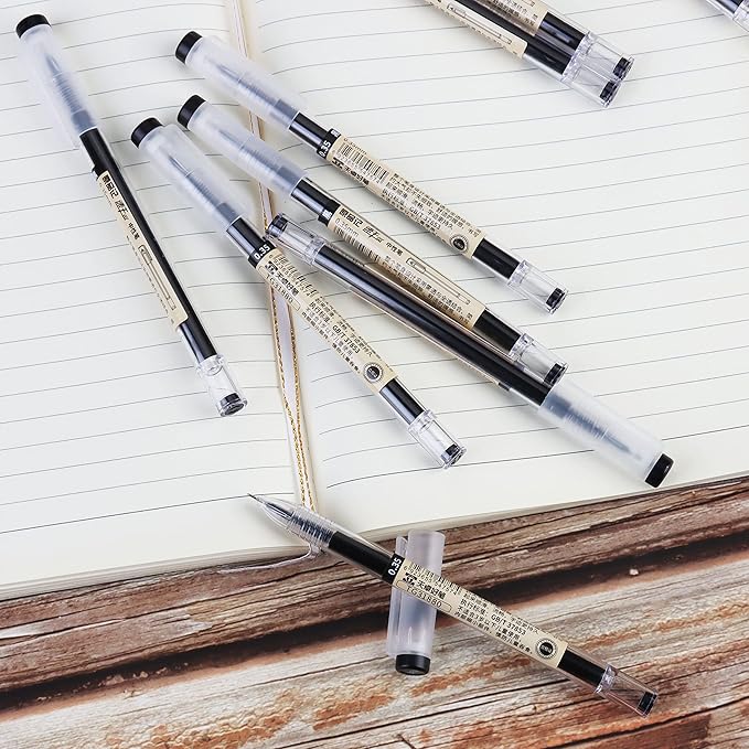 0.35mm Extra-Fine Japanese-Style Rollerball Pens, 12-Pack, Smooth Writing, Gift for Office & School, Note-Taking