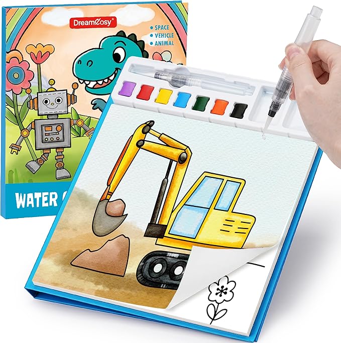 DreamCosy Paint with Water Coloring Books for Toddles, Water Painting Kit with Brush, Mess-Free Arts Crafts, Drawing Activities, Toy Gift for Boys Girls, Preschool, Homeschool