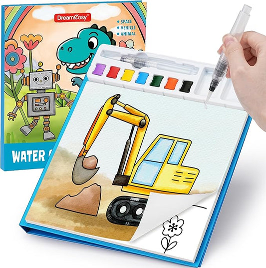 DreamCosy Paint with Water Coloring Books for Toddles, Water Painting Kit with Brush, Mess-Free Arts Crafts, Drawing Activities, Toy Gift for Boys Girls, Preschool, Homeschool