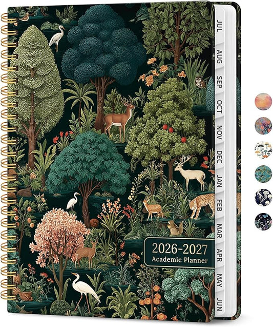 Planner 2026-2027, Academic Year Weekly and Monthly Calender Planner, from Jul 2026 - Jun 2027, Spiral Bound School Planning Book, Perfect for Teacher, Student, Women & Men, A5 (6.3" x 8.5"), Enchanted Grove