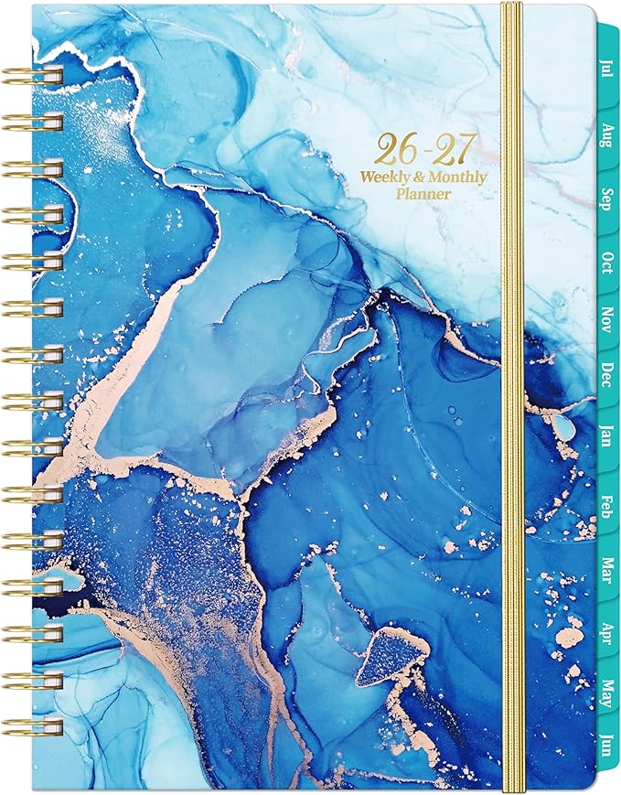 Planner 2026-2027 - Academic Planner 2026-2027, July 2026 - June 2027 Weekly and Monthly Planners, 8.5" x 6.4", with Elastic Closure + Back Pocket + Thick Paper