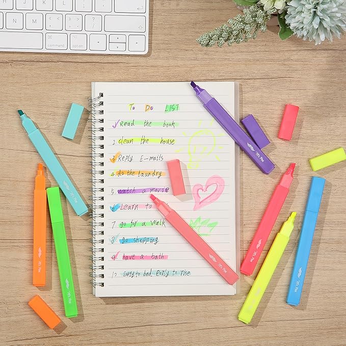 Mr. Pen- Aesthetic Highlighters No Bleed, 8 Pack, Vibrant Colors, Chisel Tip, Cute Highlighters Assorted Colors for Journaling, Highlighting, Underlining, Fast Dry, Back to School Supplies