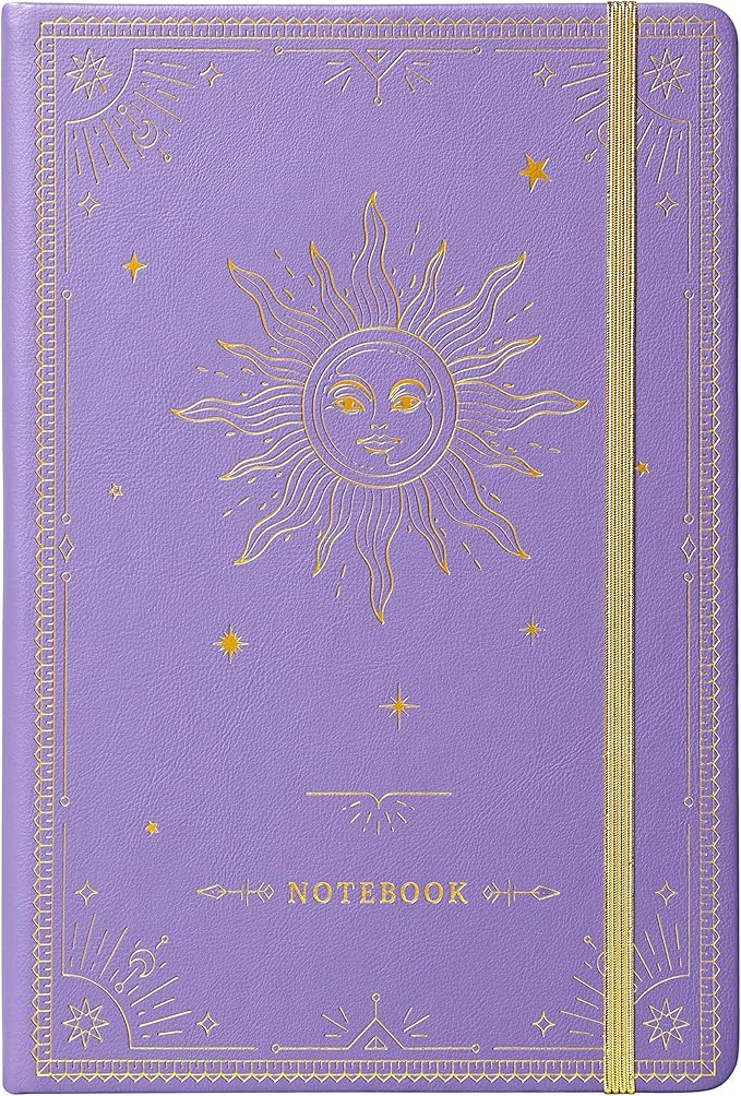 Artfan Ruled Notebook/Journal – Premium Thick Paper Faux Leather Classic Writing Notebook with Pocket + Page Dividers Gifts, Banded, Large, 144 Pages, Hard Cover, Lined (5.8 x 8.4) - Purple