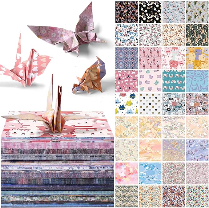 12 Pack/Sets Origami Paper Kit Double Sided 6 Inch Japanese Chiyo Square Easy Fold Arts Crafts DIY Handwork Origami Papers