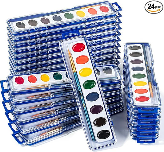 Mr. Pen- Washable Watercolors, 24 Pack, 8 Colors with Paint Brush, Bulk Watercolor Paint Set, Water Color Painting Kids, Watercolors for Kids and Adults
