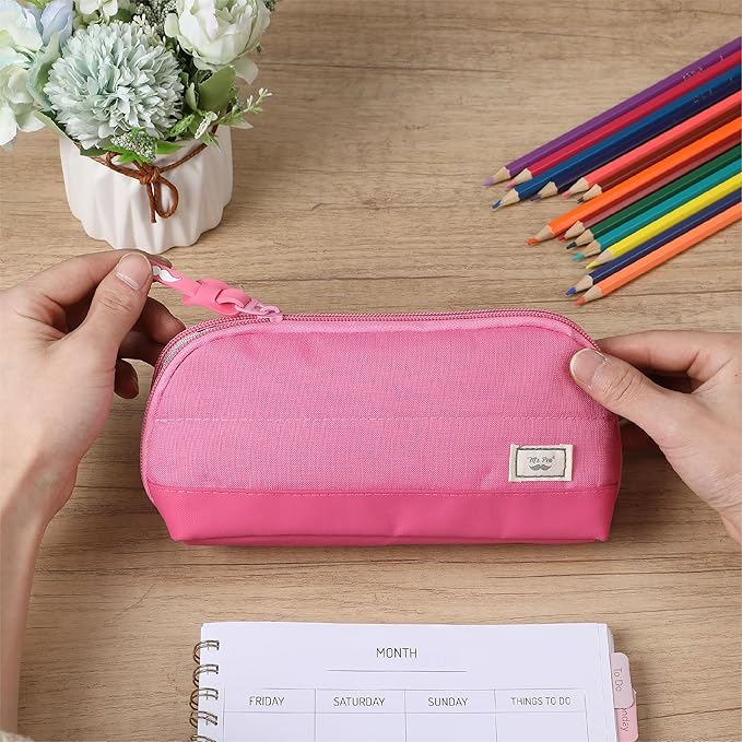 Mr. Pen- Fabric Pencil Case Pouch, Pink, Triangular Shape Pencil Pouch