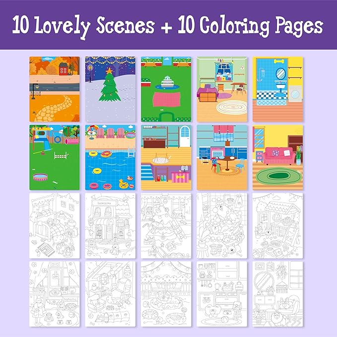 Dog Sticker Activity Book, 547 Reusable Stickers, 10 Dry-Erase Scenes & 10 Coloring Pages, Dog-Themed Activity Book, Edudogional Hands-on Travel Game - Great for Kids, Adults, Boys & Girls
