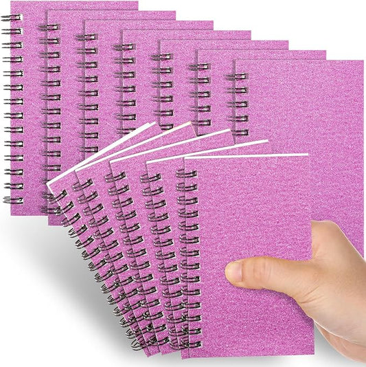 Jutom 18 Pcs Small Spiral Notebooks Memo Pads 3x5 Bulk Small Pocket Notebooks Mini Notepads with Lined Pages Mini Journals for Office School Work Supplies, 120 Pages (Glitter Pink)