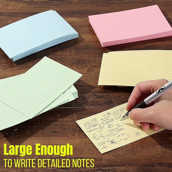 Mr. Pen- Pastel 3" x 5", 180 Lined Index Cards, Note Cards, Flash Cards, Study Cards, Notecards for Studying, Ruled Flashcards for Studying