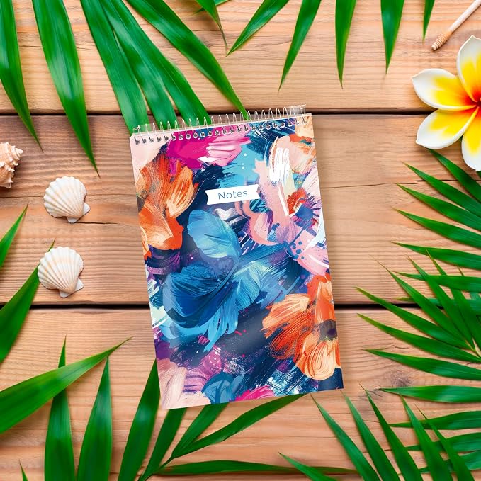 Blueline® XTREME White Steno Pad, 6" x 9.5", Top Spiral, 120 Pages, Ideal for School, Office, Notes, Lists & Planning, Tropical Design (313604)