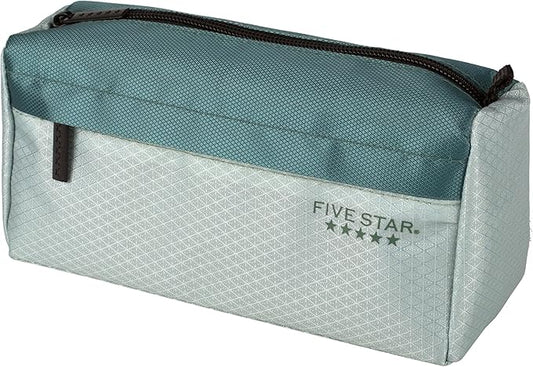 Five Star Pencil Pouch, Pen Case, 9-Pocket Zipper Pouch, Storage Organizer for School Supplies Earbuds Chargers Cables Makeup, Green/Juniper (500214F-ECM)
