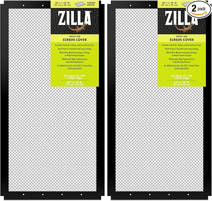 Zilla Reptile Terrarium Covers Fresh Air Screen, 20x10-inch (Pack of 2)