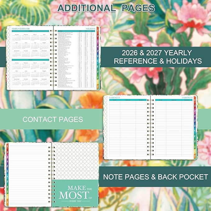 2026 Planner - Weekly & Monthly Planner 2026 from Jan. 2026 - Dec. 2026 with To-Do List, 6.3'' x 8.4'', Strong Twin-Wire Binding, Inner Pocket, Elastic Closure