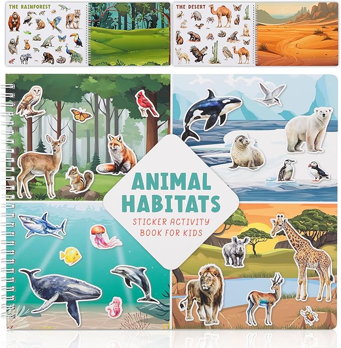 ZICOTO Fun Sticker Book for Toddlers 2-4 Years - Perfect Kids Activity Book with Beautiful Stickers & 12 Themes for Entertaining Girls & Boys 4-8 While Traveling - Incl. Animal and Coloring Pages